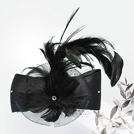 Flower Bow Mesh Feather Pointed Fascinator / Hat