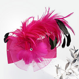 Flower Bow Mesh Feather Pointed Fascinator / Hat