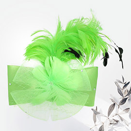 Flower Bow Mesh Feather Pointed Fascinator / Hat