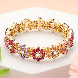 Stone Cluster Flower Stretch Bracelet