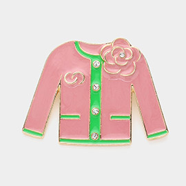 Enamel Flower Pointed Jacket Pin Brooch