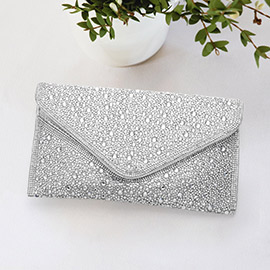 Bling Studded Envelope Evening Clutch Bag / Crossbody Bag