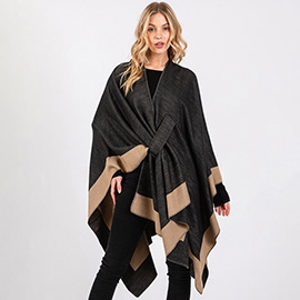 Two Tone Pull Through Shawl Ruana Poncho