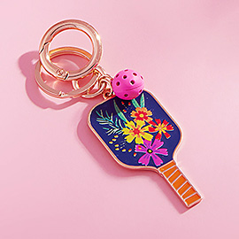 Enamel Pickleball Paddle Keychain