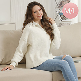 Solid Collar Pullover Sweater