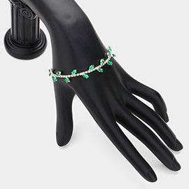 Marquise CZ Stone Cluster Pointed Leaf Vine Adjustable Pull Tie Bracelet