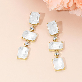 Rectangle Glass Stone Link Dropdown Earrings
