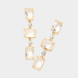 Rectangle Glass Stone Link Dropdown Earrings