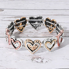 Vintage Metal Heart Stretch Bracelet