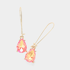 Teardrop Stone Cushion Dangle Earrings