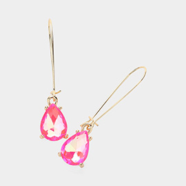 Teardrop Stone Cushion Dangle Earrings