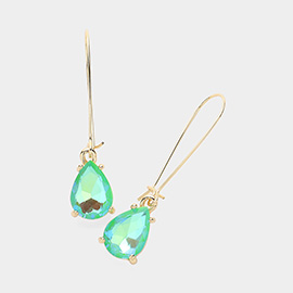 Teardrop Stone Cushion Dangle Earrings