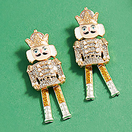 Glittered Enamel Christmas Nutcracker Earrings