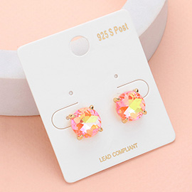 Round Stone Cushion Stud Earrings