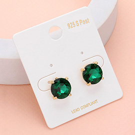 Round Stone Cushion Stud Earrings