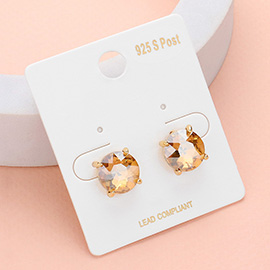 Round Stone Cushion Stud Earrings
