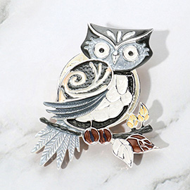Colored Metal Owl Magnetic Brooch