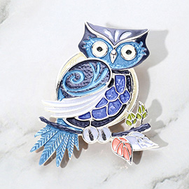 Colored Metal Owl Magnetic Brooch