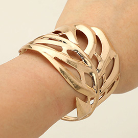 Metal Cut Out Tropical Leaf Cuff Bracelet