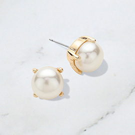 Pearl Cushion Stud Earrings
