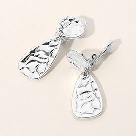 Hammered Teardrop Metal Dangle Earrings
