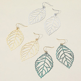 Metal Cut Out Leaf Dangle Earrings