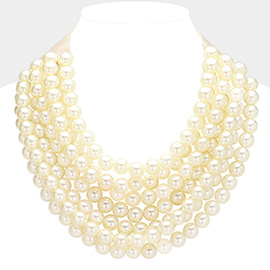 Chunky Acrylic Beaded Multi Layered Faux Leather Magnetic Necklace