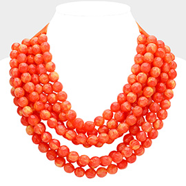 Chunky Acrylic Beaded Multi Layered Faux Leather Magnetic Necklace