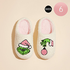 6Pairs - Kids Christmas Grinch Green Monster Home Slippers