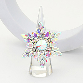 Round Marquise Stone Embellished Snowflake Stretch Ring