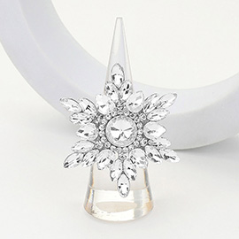 Round Marquise Stone Embellished Snowflake Stretch Ring