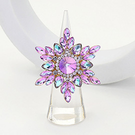 Round Marquise Stone Embellished Snowflake Stretch Ring