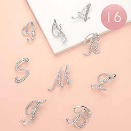 16PCS - Stone Paved Initial Monogram Initial Letter Pin Brooches