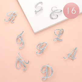 16PCS - Stone Paved Initial Monogram Initial Letter Pin Brooches