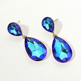 Glass Crystal Teardrop Evening Earrings