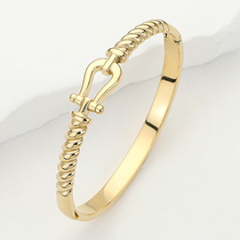 Stainless Steel Shackle Hinged Bangle Bracelet
