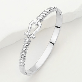 Stainless Steel Shackle Hinged Bangle Bracelet