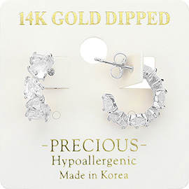 14K Gold Dipped Hypoallergenic Heart Stone Hoop Earrings