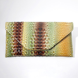 Crocodile Skin Patterned Envelope Clutch / Shoulder Bag