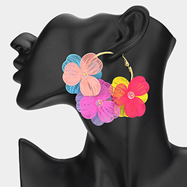 Triple Cut Out Flower Hoop Earrings