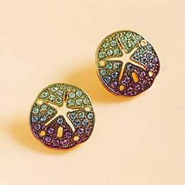 Ombre Stone Paved Sand Dollar Stud Earrings