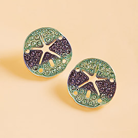 Ombre Stone Paved Sand Dollar Stud Earrings