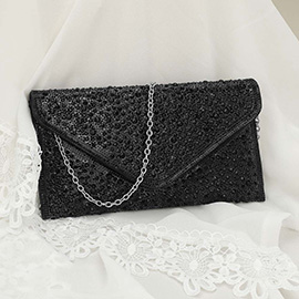 Bling Stone Studded Flap Envelope Evening Clutch Crossbody Bag