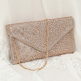 Bling Stone Studded Flap Envelope Evening Clutch Bag / Crossbody Bag