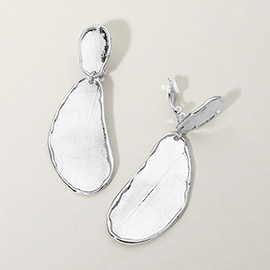 Oversized Metal Abstract Teardrop Plate Dangle Earrings