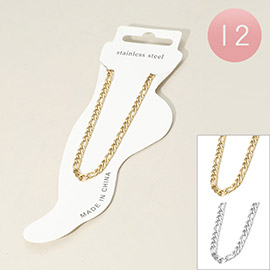 12PCS - Stainless Steel Figaro Chain Anklets