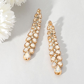 Teardrop Stone Cluster Vine Dropdown Evening Earrings