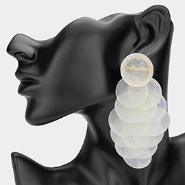 Oversized Transparent Colored Resin Disc Layered Chandelier Earrings