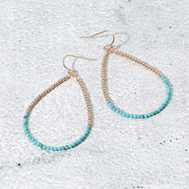 Beaded Open Teardrop Dangle Earrings