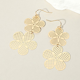 Double Metal Filigree Flower Link Dangle Earrings